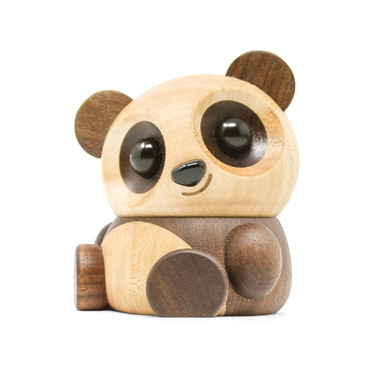 FableWood Pom Pom panda træ brun/hvid 6 cm