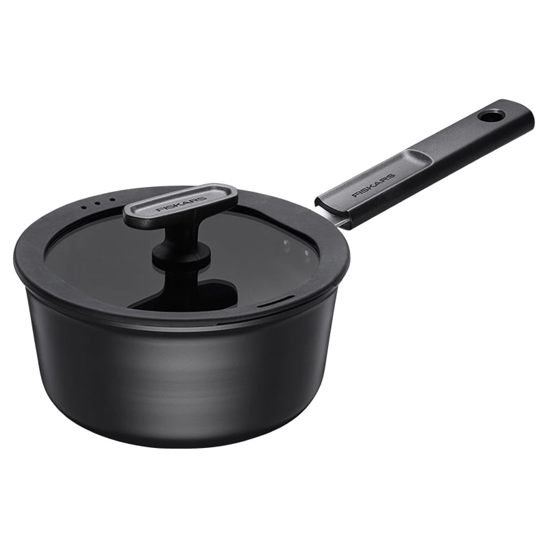 Fiskars Hard Face kasserolle sort med låg 1.8 liter