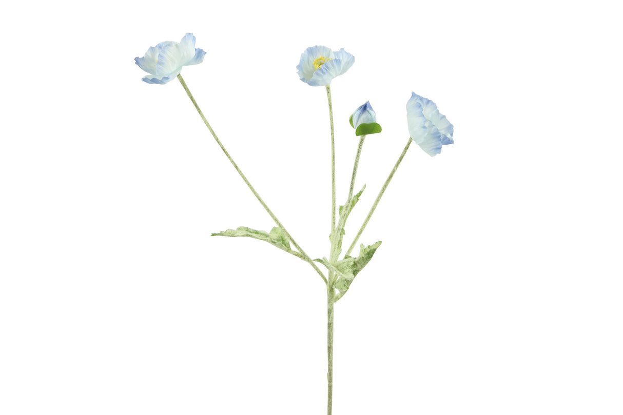 Kunstig Valmue Buket Lyseblå H61 cm