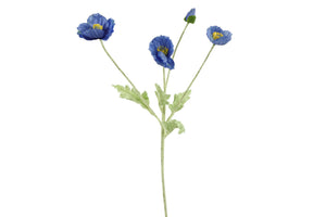 Kunstig Valmue Buket Blå H61 cm