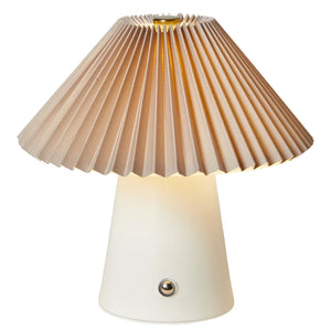 LED touchlampe med plisséskærm H15,5 cm Sand
