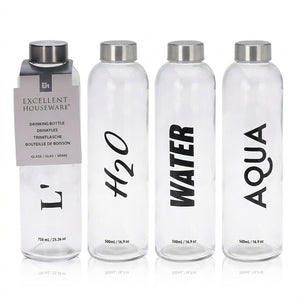 1 stk Drikkeflaske i glas 750 ml - 4 assorterede varianter - vi kan ikke garantere hvilken den afsendes