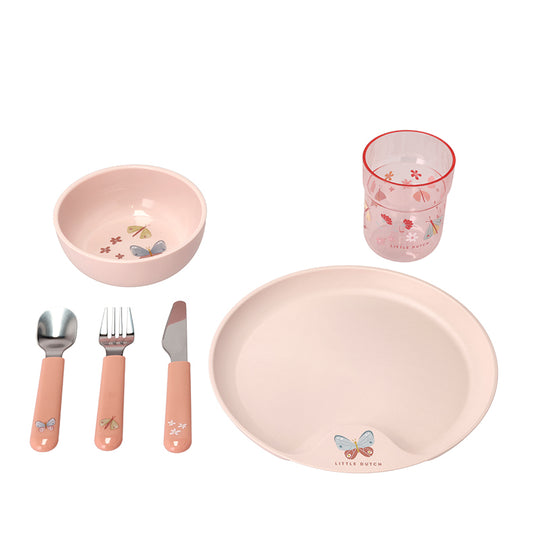 Mepal Mio Flowers & Butterflies børnesæt rosa 6 dele