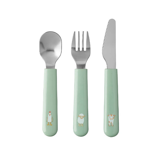 Mepal Mio Little Farm børnebestik grøn 3 dele