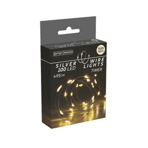 Lyskæde 100 LED sølvtråd L 4,95 meter