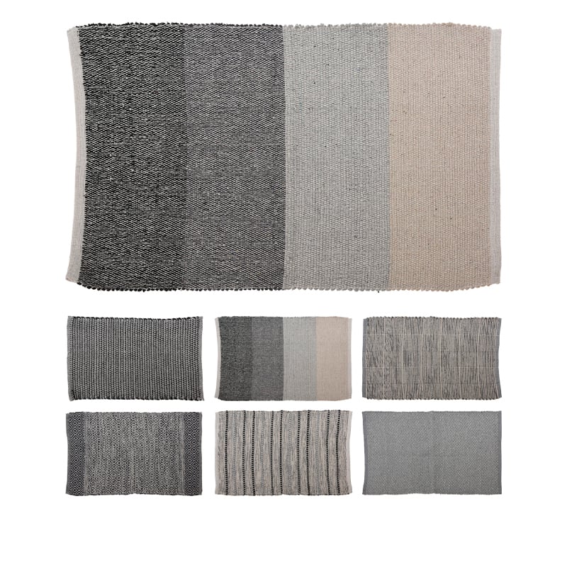 Tæppe i genanvendt bomuld 6 assorterede design 50x80 cm