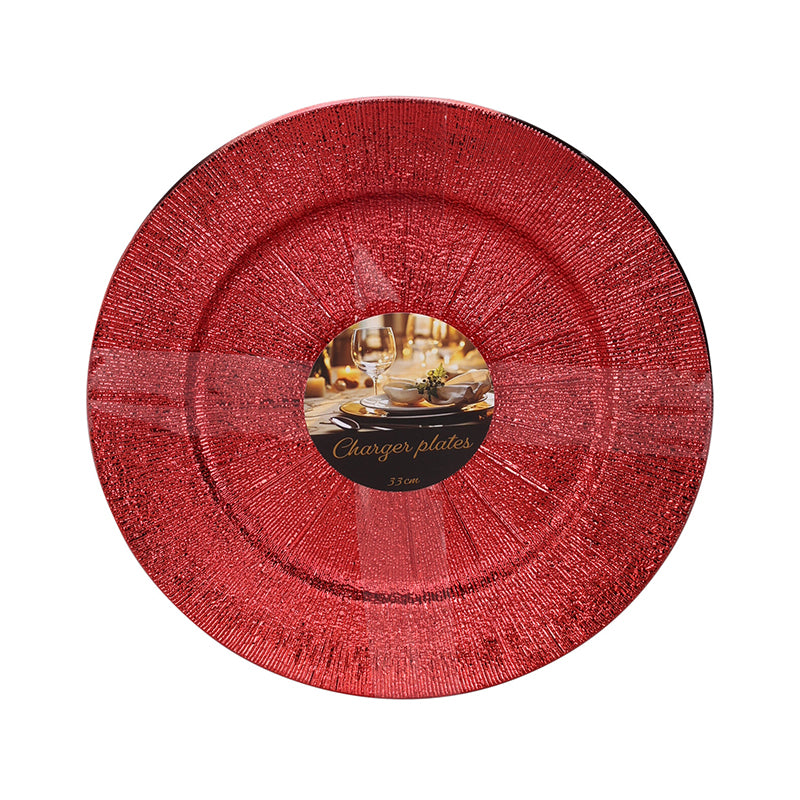 Dækketallerken sæt rød 4 stk. Ø33 cm