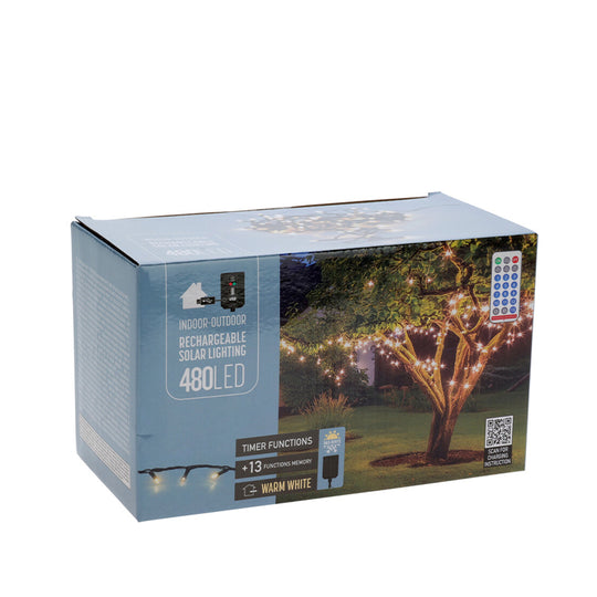 Solar lyskæde med 480 LED varm hvid 21+3 meter