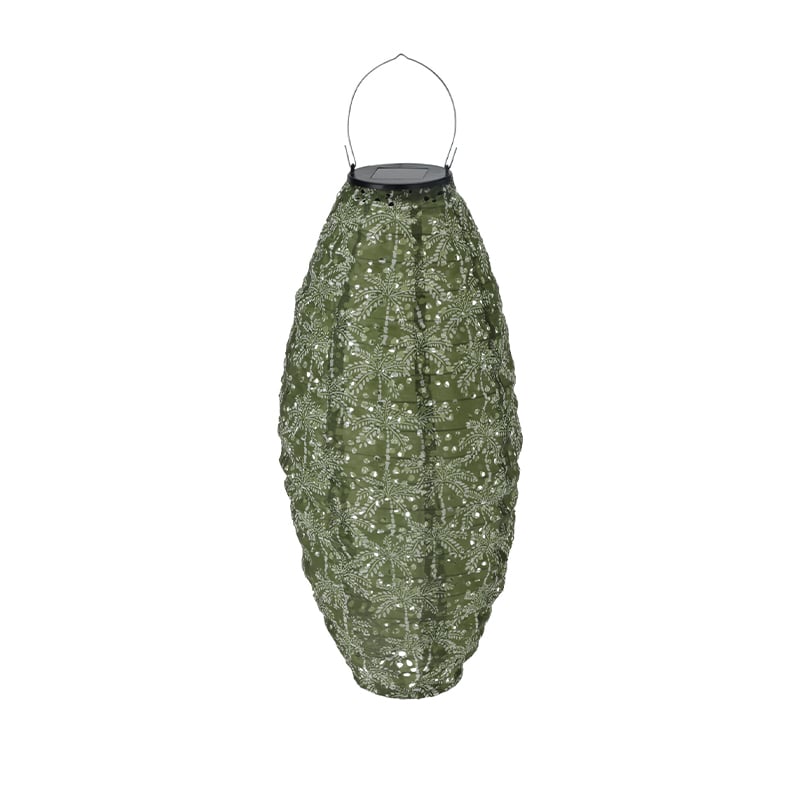 Solcellelampe olivengrøn 12 LED