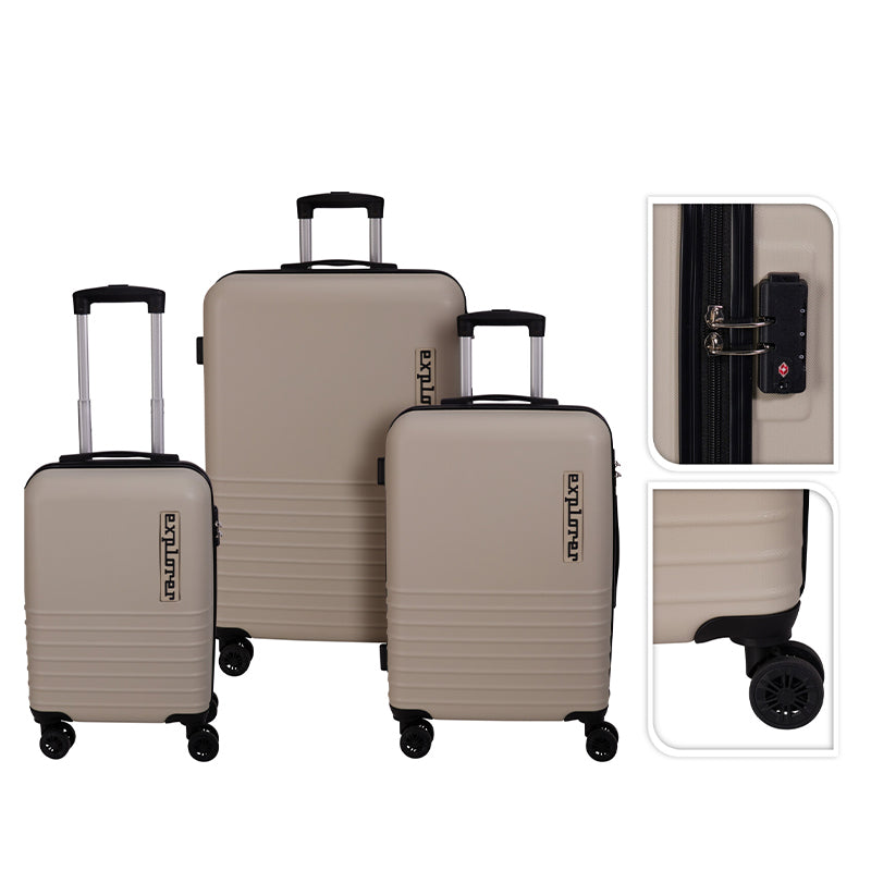 Kuffertsæt med 3 stk. kufferter -  18" 22" 26" beige