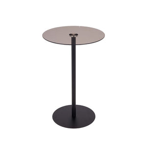 Sidebord sort metal/glas Ø 35 cm H 53 cm