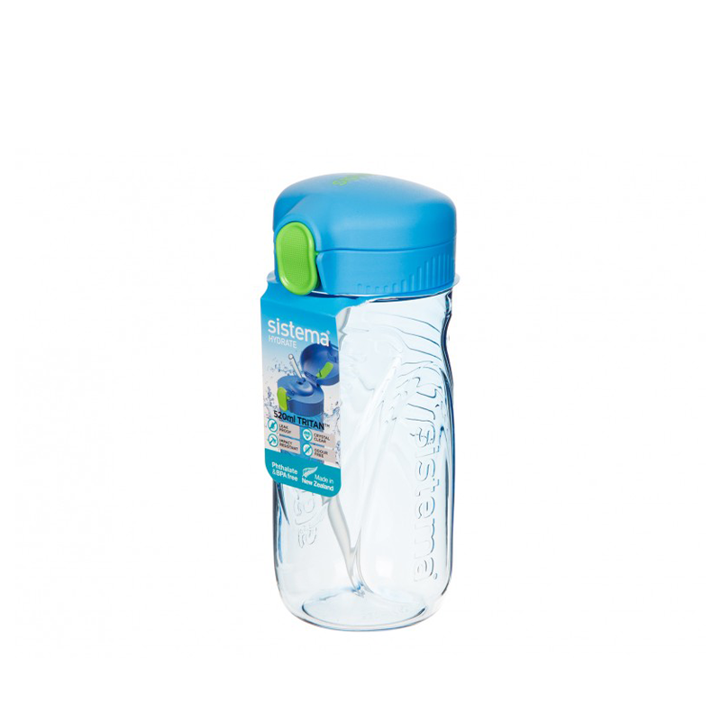 Sistema Quick Flip Drikkeflaske Med Sugerør Blå 520 ml