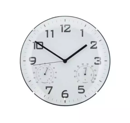 Vægur 30cm Hvid/Sort