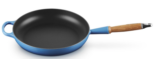 Le Creuset stegepande med træhåndtag, azure blå - 28cm