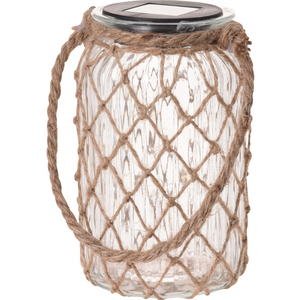 Solar lanterne m/glasindsat Ø110x185 mm natur