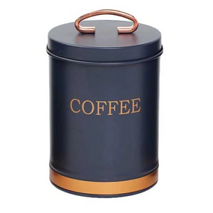 Kaffedåse blå med guldskrift