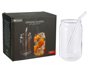 Drikkeglas med sugerør – 2 stk. á 500 ml