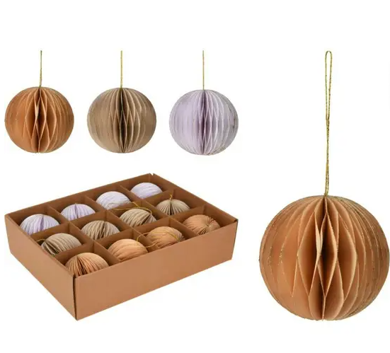 Kugle til ophæng i papir 3 ass. farver 1. stk