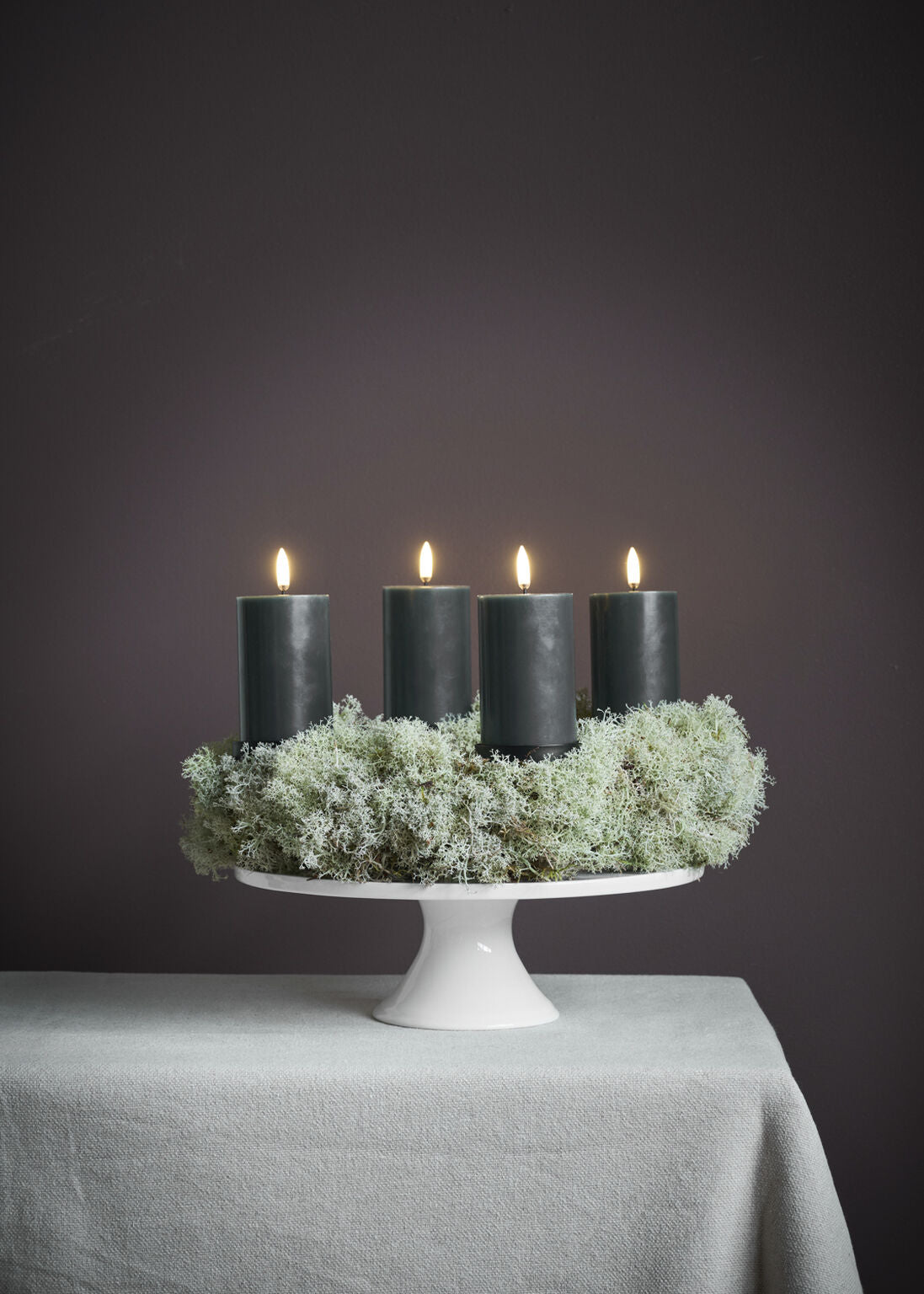 Uyuni LED Advent Pillar gavesæt Pine Green – 4 stk.
