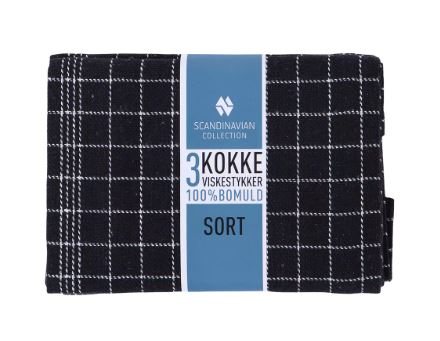 Kokkeviskestykke 50x70cm 3stk. - Sort