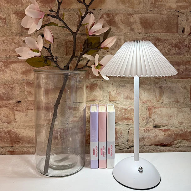 Bordlampe Plisse m. touch - Hvid