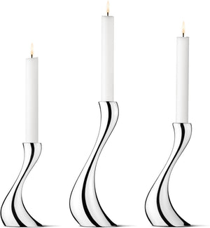 Georg Jensen Cobra lysestagesæt 3 stk blankt stål