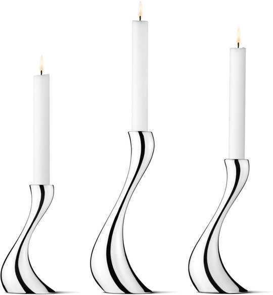 Georg Jensen Cobra lysestagesæt 3 stk blankt stål