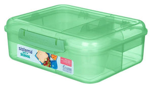 Sistema Bento Lunch madkasse med 5 rum og bæger - Grøn 1,65 liter
