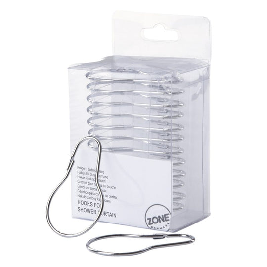 Zone Kroge til badeforhæng 12 stk Sølv