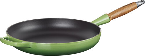 Le Creuset Stegepande m. træhåndtag 28 cm. Bamboo Grøn