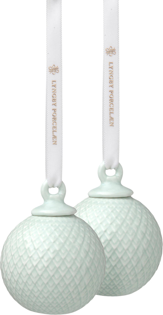 Lyngby Porcelæn Rhombe Dekorationskugle 2 stk