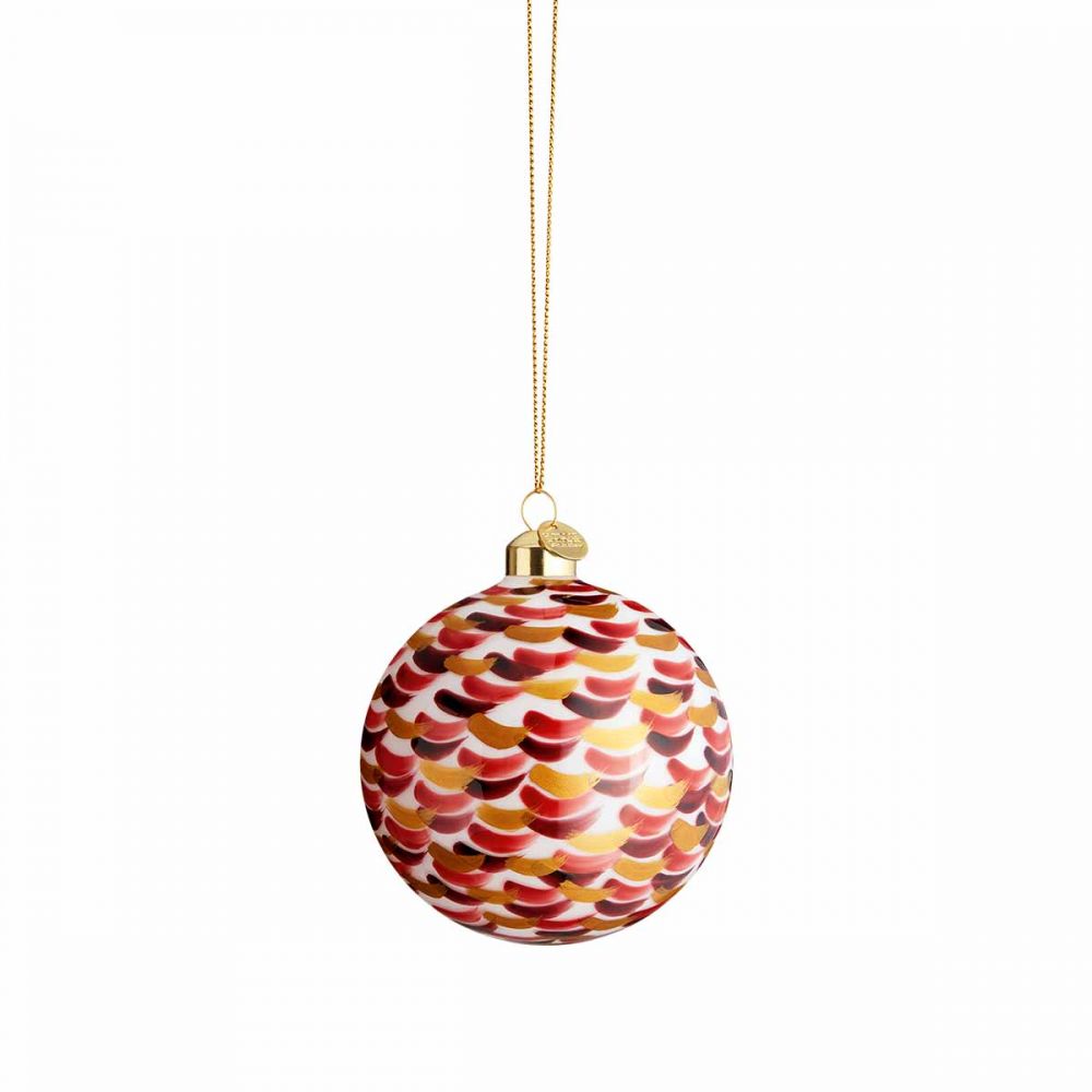 Holmegaard Souvenir Julekugle Ø8 cm, Rødt Strøg