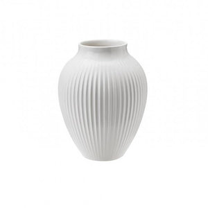 Knabstrup Keramik Vase m. riller 12.5cm, hvid