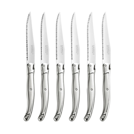 Laguiole steakkniv 6 stk blankt skaft