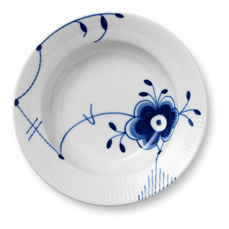 Royal Copenhagen Blå Mega Riflet dyb tallerken 17 cm