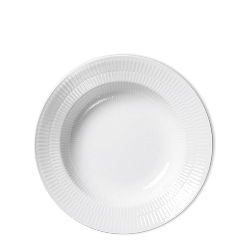 Royal Copenhagen Hvid Riflet dyb tallerken 21 cm