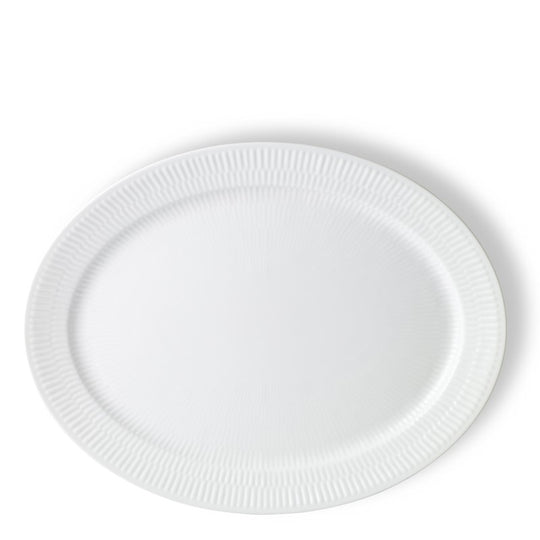 Royal Copenhagen hvid riflet fad oval 33 cm