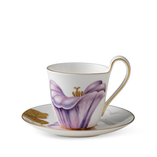 Royal Copenhagen Flora højhankskop og underkop, 27 cl. Snerle.