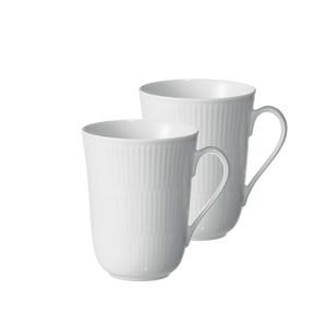 Royal Copenhagen hvid riflet krus 33 cl 2 stk