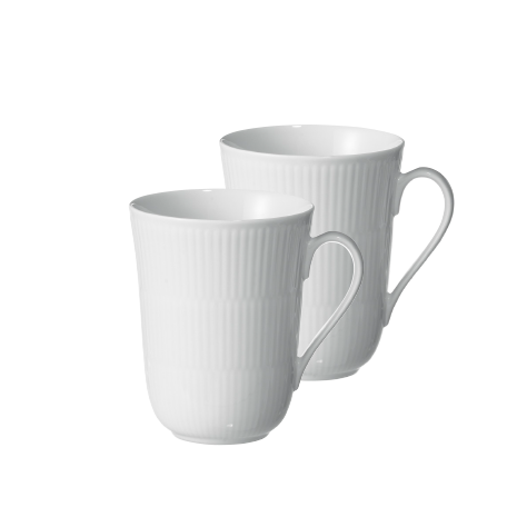 Royal Copenhagen hvid riflet krus 33 cl 2 stk