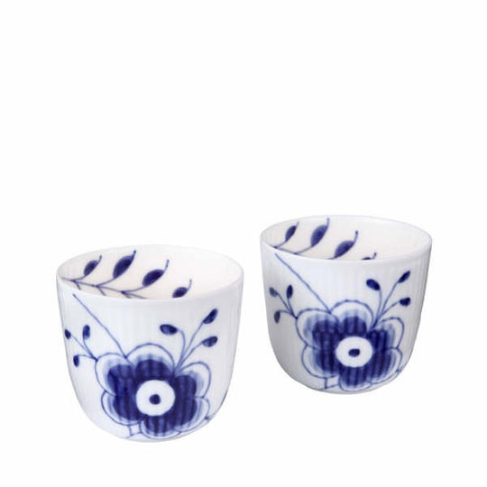 Royal Copenhagen blå mega riflet fyrfadsstager 2 stk