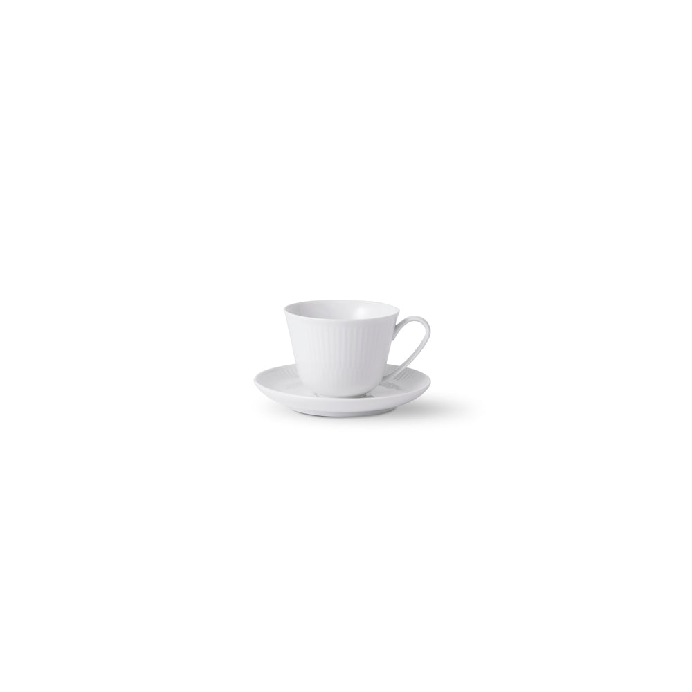 Royal Copenhagen Hvid Riflet kop og underkop 24 cl