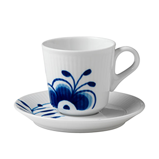 Royal Copenhagen Blå Mega Riflet espresso kop og underkop - 9 cl