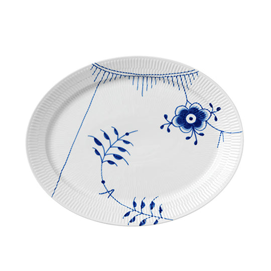 Royal Copenhagen blå mega riflet fad oval 33 cm
