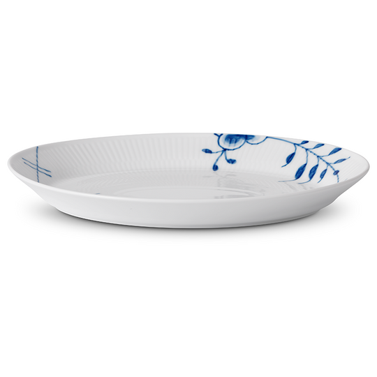 Royal Copenhagen Blå Mega Riflet oval dyb fad/tallerken - 30 cm