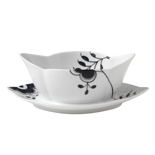 Royal Copenhagen sort mega riflet sauceskål