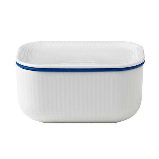 Royal Copenhagen Hvid Riflet smørkrukke med låg