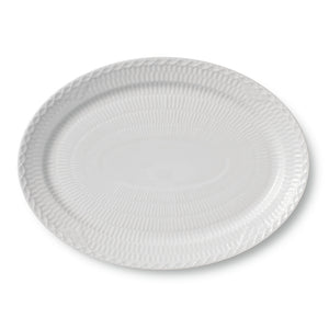 Royal Copenhagen Hvid Halvblonde oval tallerken 28 cm