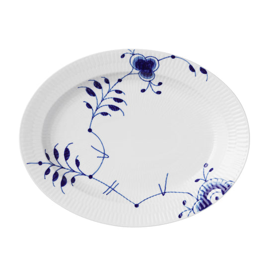 Royal Copenhagen blå mega riflet fad 30,5 cm