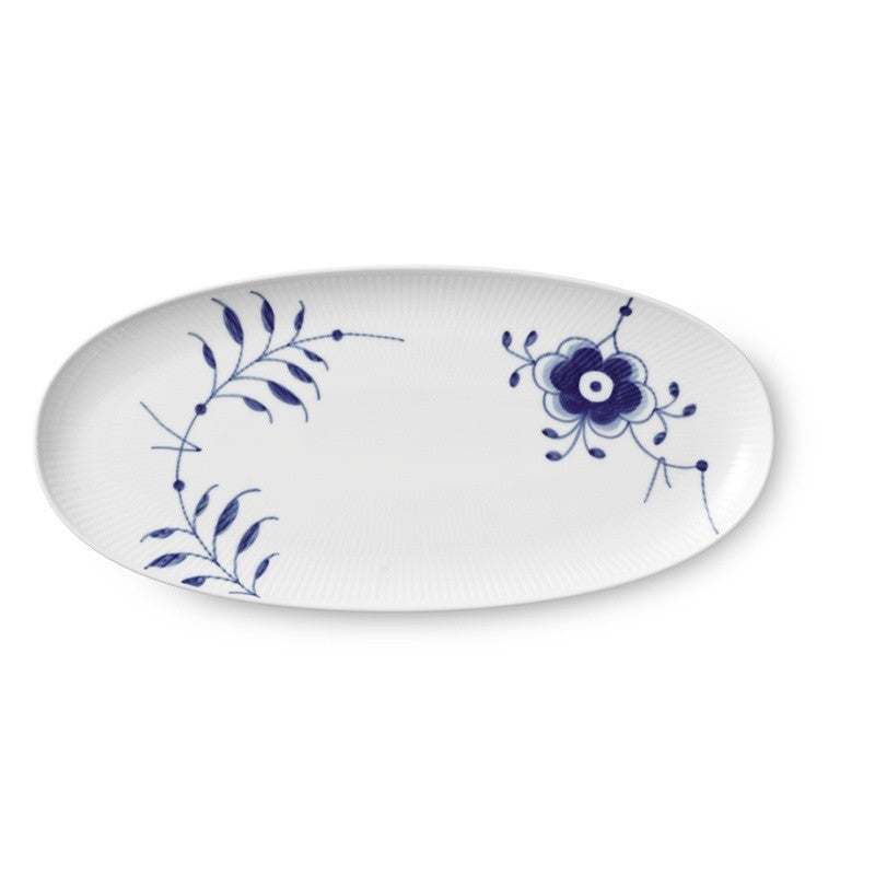 Royal Copenhagen Blå Mega Riflet aflangt fad 37 cm